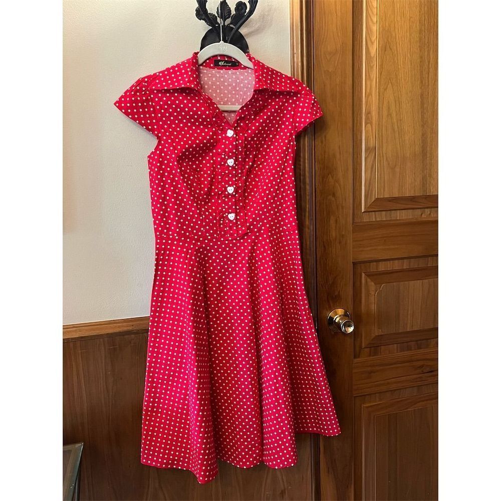 Red Polka Dot Midi Dress